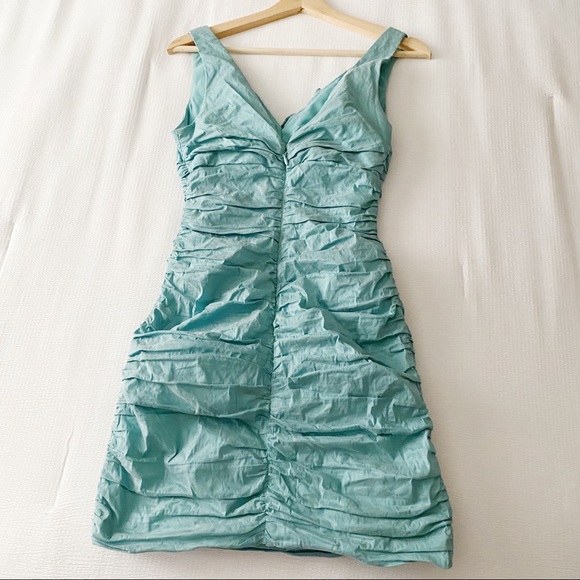 BCBG Ruched Sides Bow Dress in Blue Surf - Picture 5 of 10